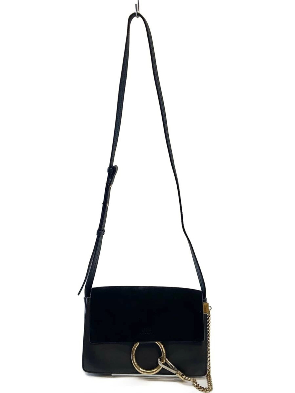 Chloe Faye Chain Crossbody Bag Leather Black